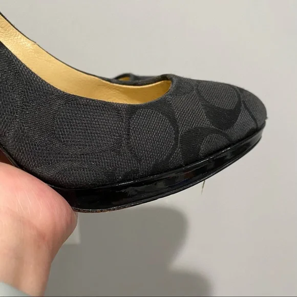 Coach Caya Signature Logo Allover Black 4” Pumps Heels Size 6 B - Picture 14 of 14
